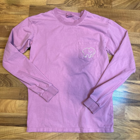 Ivory Ella T-Shirt Women's S Long Sleeve Crew Neck Graphic Logo Pink - Picture 1 of 3